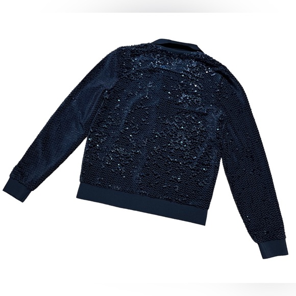 Trouve Black Sequined Zip Up Jacket Sz S - Picture 5 of 15